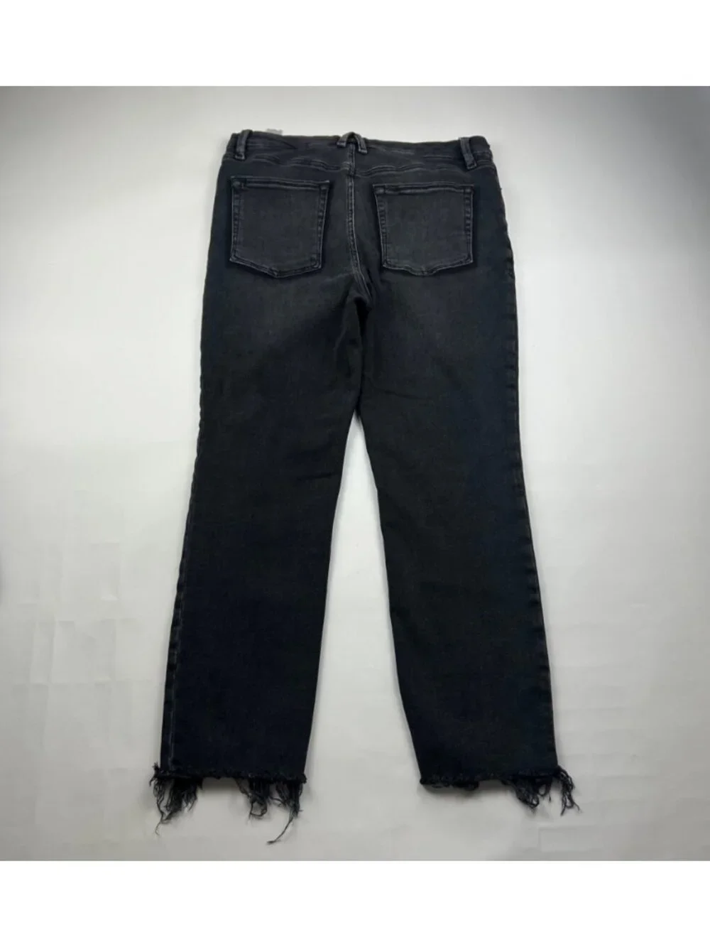 Good American Washed Black Stretch Denim Good Classic Distressed Jeans 14